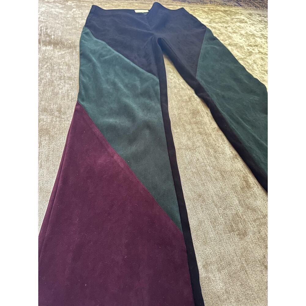 Cache micro Suede Pants black green maroon retro quilt formal party Y2K rare